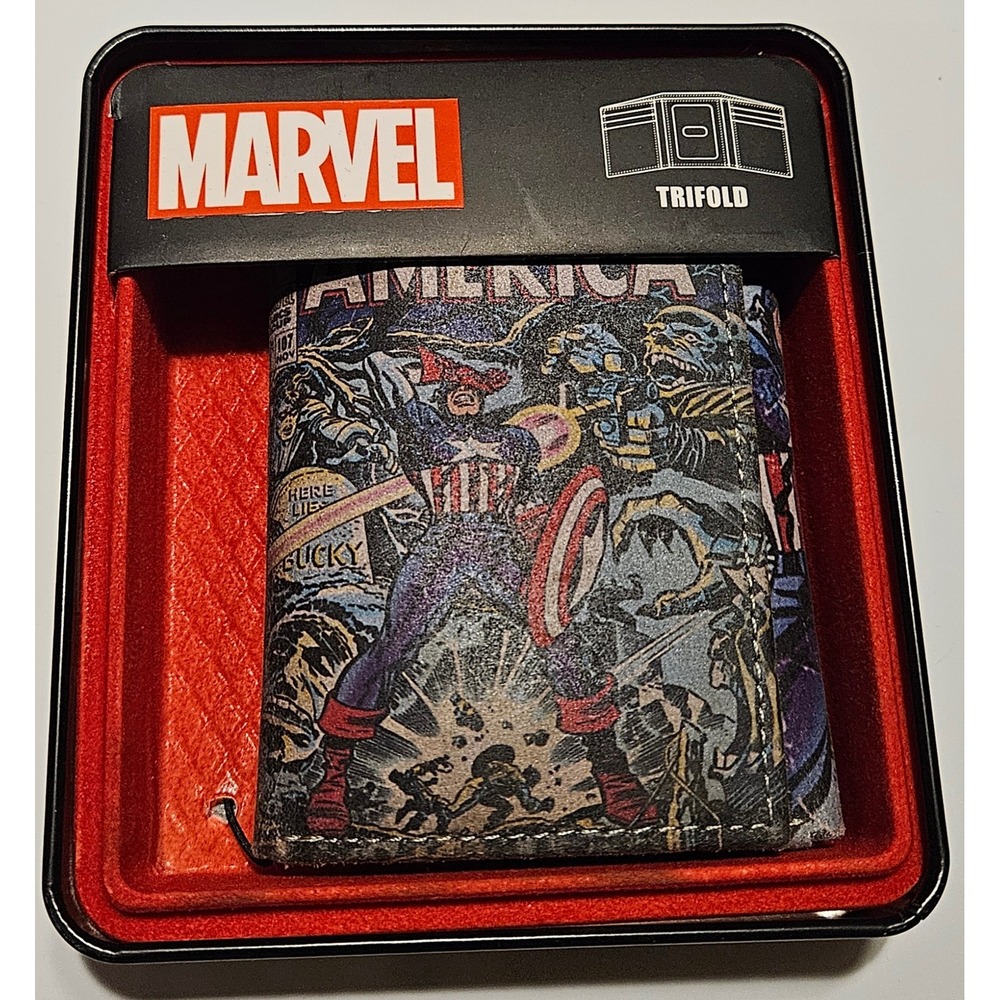 Marvel Captain‎ America Comic Trifold Wallet in Collectible Tin New
